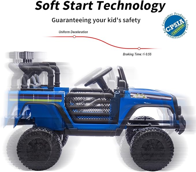 24V Kids Ride on Toy, Kids Electric Vehicles Car Ride on Car Truck for Toddlers with Remote Control, 2x200W Motor - Blue-BubblyBeeBaby