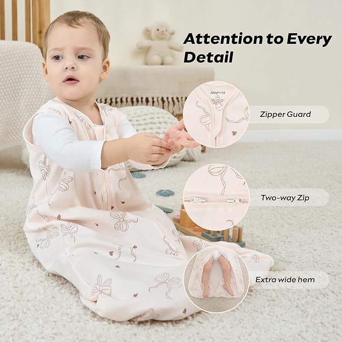 JELLYMONI Baby Sleep Sack 18-24 Months, 100% Cotton 3 Pack 0.5 TOG Baby Wearable Blanket Infant Sleep Sack with 2-Way Zipper Newborn Sleep Sacks-BubblyBeeBaby