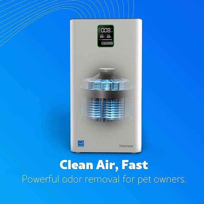 Kenmore PM3020 Air Purifiers with H13 True HEPA Filter, Covers Up to 1500 Sq.Foot, 24db SilentClean 3-Stage HEPA Filtration System, 5 Speeds for Home Large Room, Kitchens & Bedroom-BubblyBeeBaby