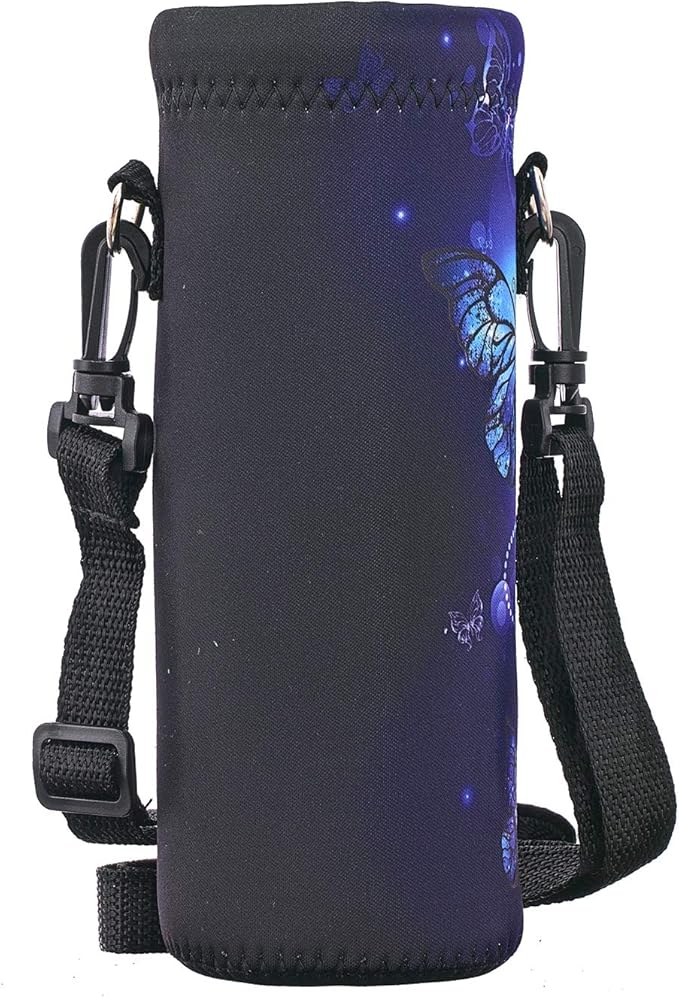 RICHEN Neoprene Water Bottle Carrier Bag with Adjustable Shoulder Strap,Insulated Water Bottle Cover for Stainless Steel/Glass/Plastic Bottles-BubblyBeeBaby