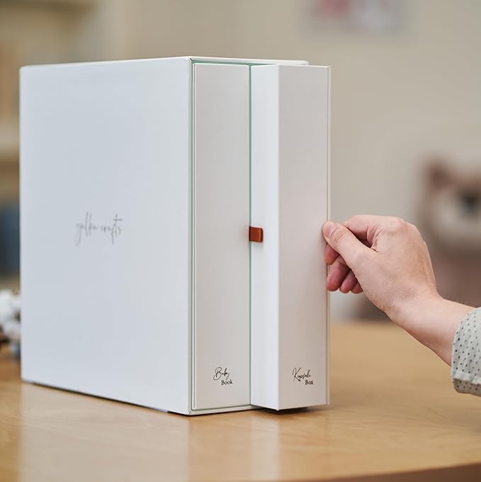 Keepsake Baby Memory Book with Keepsake Box Girl Boy - Timeless Leather-Bound Baby Milestone Book | Baby Book Keepsake and Baby Photo Memory Box to Record Baby Shower to Age 5 - Beautiful Gift-BubblyBeeBaby