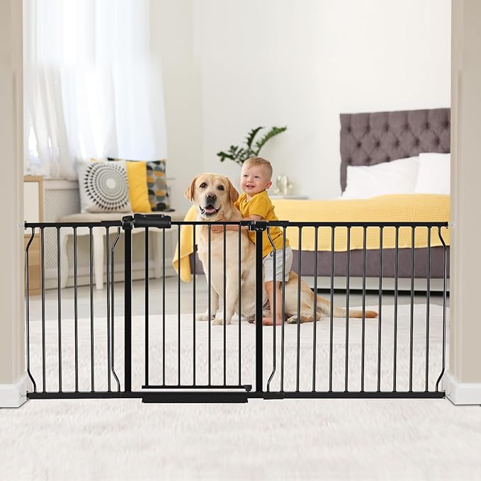 HOOEN 30" Tall Extra Wide Baby Gate for Doorways & Stairs - Large Pressure Mounted Dog & Child Safety Gates-BubblyBeeBaby