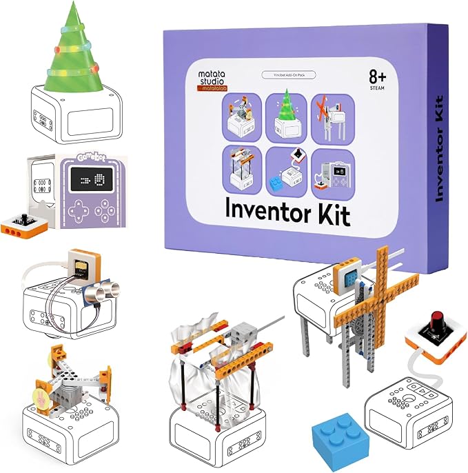 Inventor Kit for VinciBot Coding Robot, Electronic STEM Kit with programmable Module to Learn Programmable Electronic Projects for School Classroom Kids Ages 8+-BubblyBeeBaby