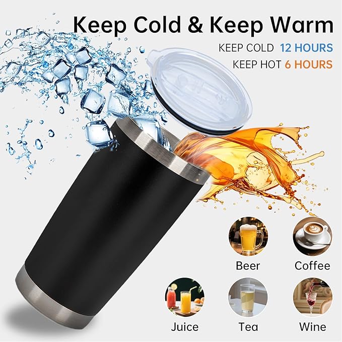 IEOVIEE 32 Pack 20oz Stainless Steel Bulk Tumblers with Lids and Straws Double Wall Insulated Travel Mug Durable Powder Coated Tumbler Bulk Cup for Cold and Hot Drinks(Black)-BubblyBeeBaby