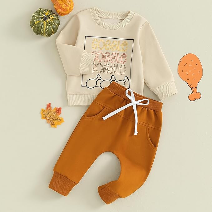 0-4T Toddler Boy Girl Halloween Outfit Fall Clothes Ghost Long Sleeve Sweatshirt Top Pants Baby Halloween Clothes-BubblyBeeBaby