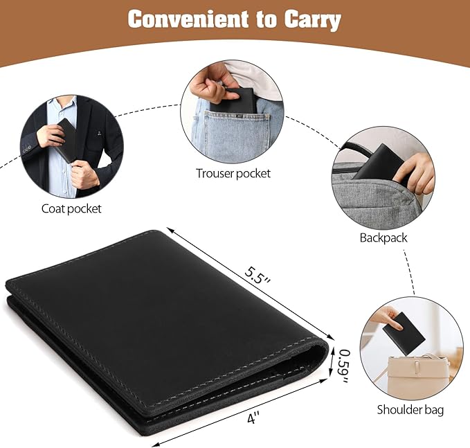 Jack&Chris Leather Passport Holder, Handmade Passport cover, Travel Wallet Cover Case for Men and Women, Leather Travel Documents Organizer Protector, JC107-BubblyBeeBaby