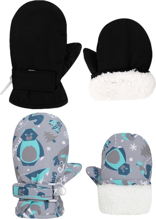 Toddler Gloves Kids Mittens Winter Warm Lined Fleece Gloves Waterproof Snow Baby Mitten for Boys Girls-BubblyBeeBaby