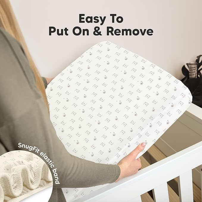 KeaBabies 2-Pack Organic Crib Sheets for Boys, Girls - 52x28 Fitted Crib Mattress Sheet Neutral, Breathable Jersey Cotton Cover for Baby Bed, Toddler Mattress, Soft & Cute Prints (Bumble Bear)-BubblyBeeBaby