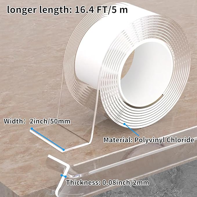2 in x 16.4 ft,Clear Edge Protector Strip Sharp Edge Wrap Cover Tape with 6 Corners,Soft Corner Protectors Baby Proof, Furniture Corner Guard & Edge Safety, Edge Protector for Table and Fireplace-BubblyBeeBaby