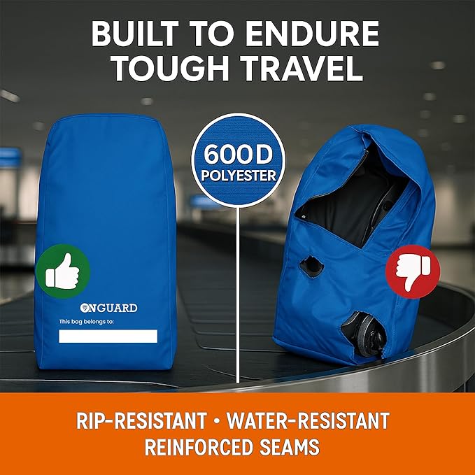 ONGUARD Waterproof Single and Double Stroller Bag for Airplane - Travel Stroller Cover for Air Travel and Storage - Gate Check Bag Backpack- Baby Airplane Essentials - Blue-BubblyBeeBaby