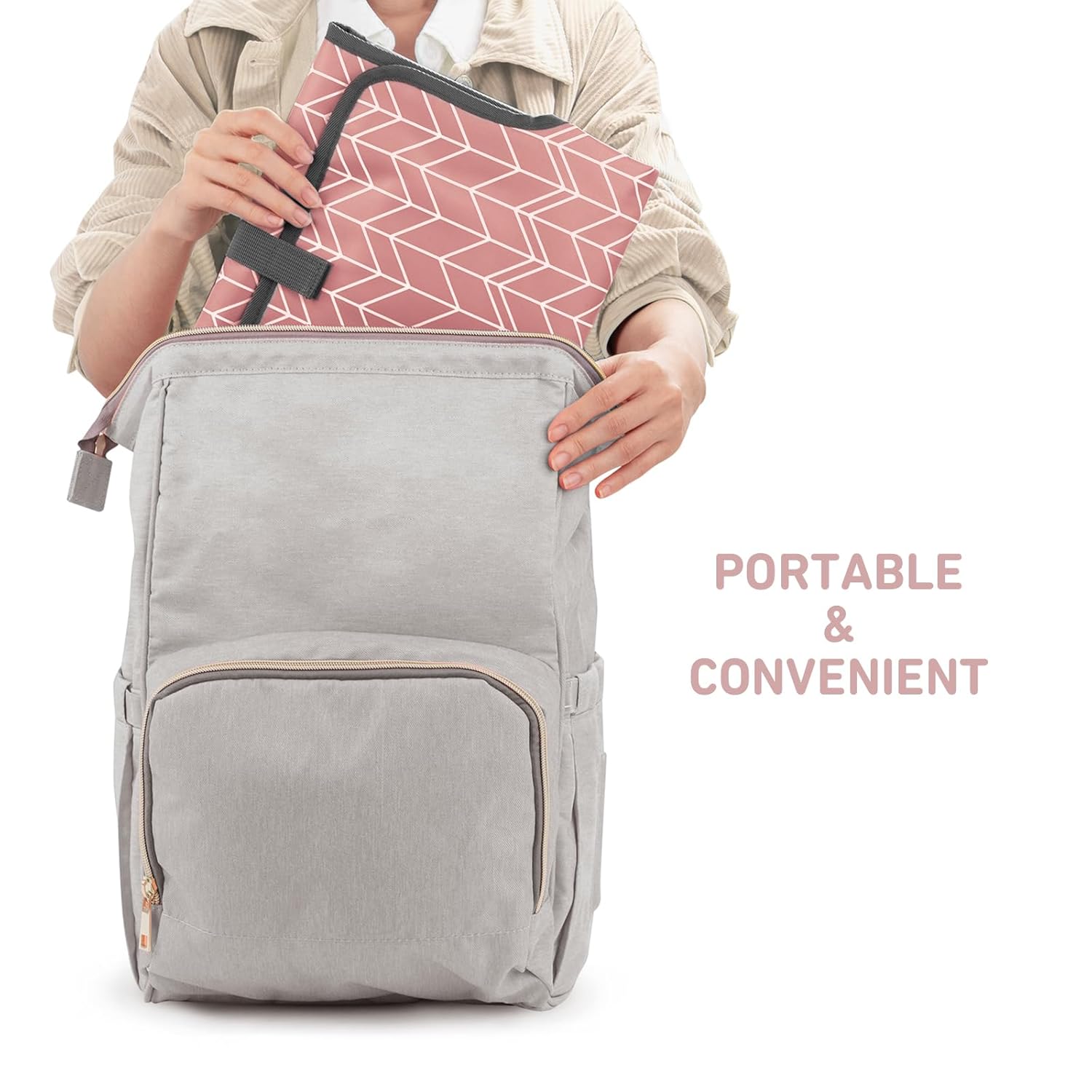 Babebay Waterproof Portable Diaper Changing Pad, Foldable Travel Changing Mat for Baby Girl Boy, Lightweight Travel Changing Station, Boho Geometric Pattern