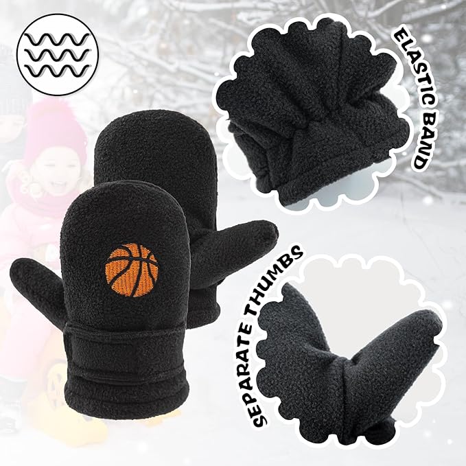 BAVST Baby Toddler Winter Mittens Girls Warm Fleece Lined Gloves Kids Sherpa Lined Mittens for Boys-BubblyBeeBaby