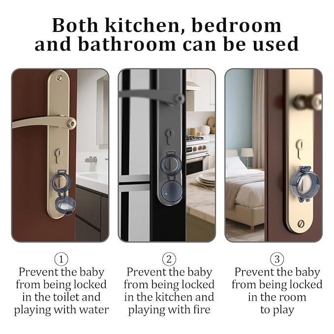 2 Pack Deadbolt Child Safety Lock Cover - Child Proof Deadbolt Cover & Door Knob Protector, Deadbolt Lock Cover for Kids, Prevents Accidental Locking (Fits Standard Locks) (Black)-BubblyBeeBaby