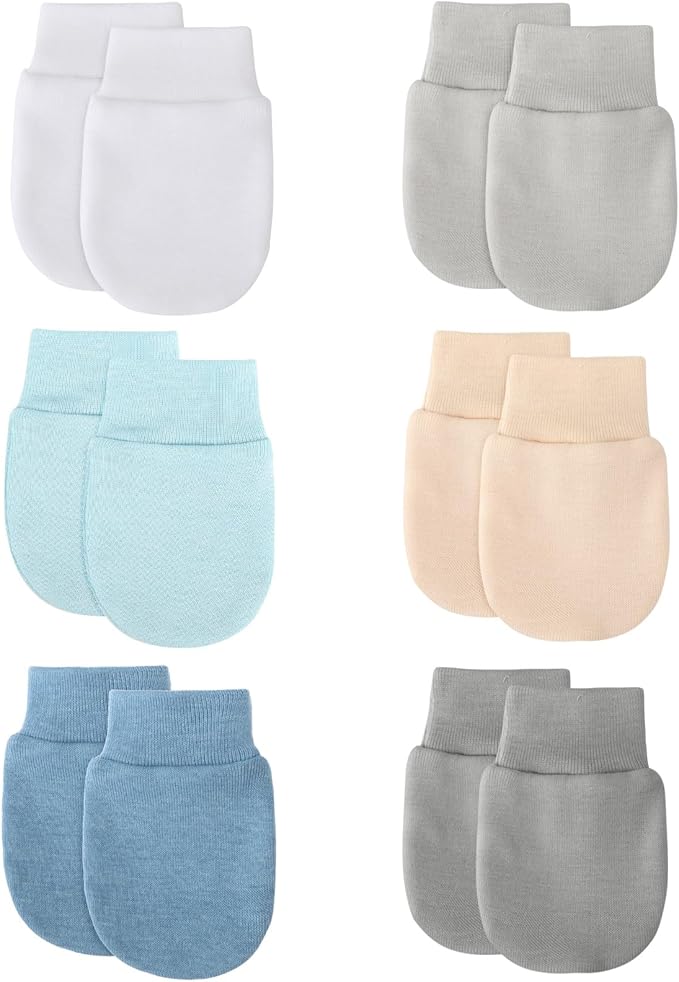 BQUBO 6 Pairs Newborn Baby Boys Girls Mittens 0-6 Months Unisex-Baby Infant Mittens Elastic No Scratch Wrist Gloves-BubblyBeeBaby