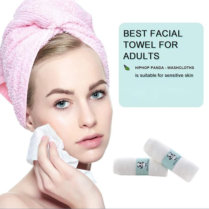 HIPHOP PANDA Baby Washcloths, Rayon Made from Bamboo - 2 Layer Ultra Soft Absorbent Newborn Bath Face Towel - Reusable Baby Wipes for Delicate Skin - Purple, 30 Pack-BubblyBeeBaby