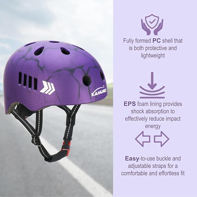 KAMUGO Kids Bike Helmet Set, Toddler Helmet for Ages 2-8 Boys Girls with Sports Protective Gear Set Knee Elbow Wrist Pads for Skateboard Cycling Scooter Rollerblading-BubblyBeeBaby