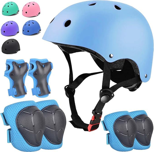 Kids Bike Helmet Set Adjustable for Children, Boys, Girls and Teenagers Aged 3-8 Years Includes Elbow, Knee, Wrist Guards Children's Helmet Protection Set for Bikes SkateboardsRollerskates-BubblyBeeBaby