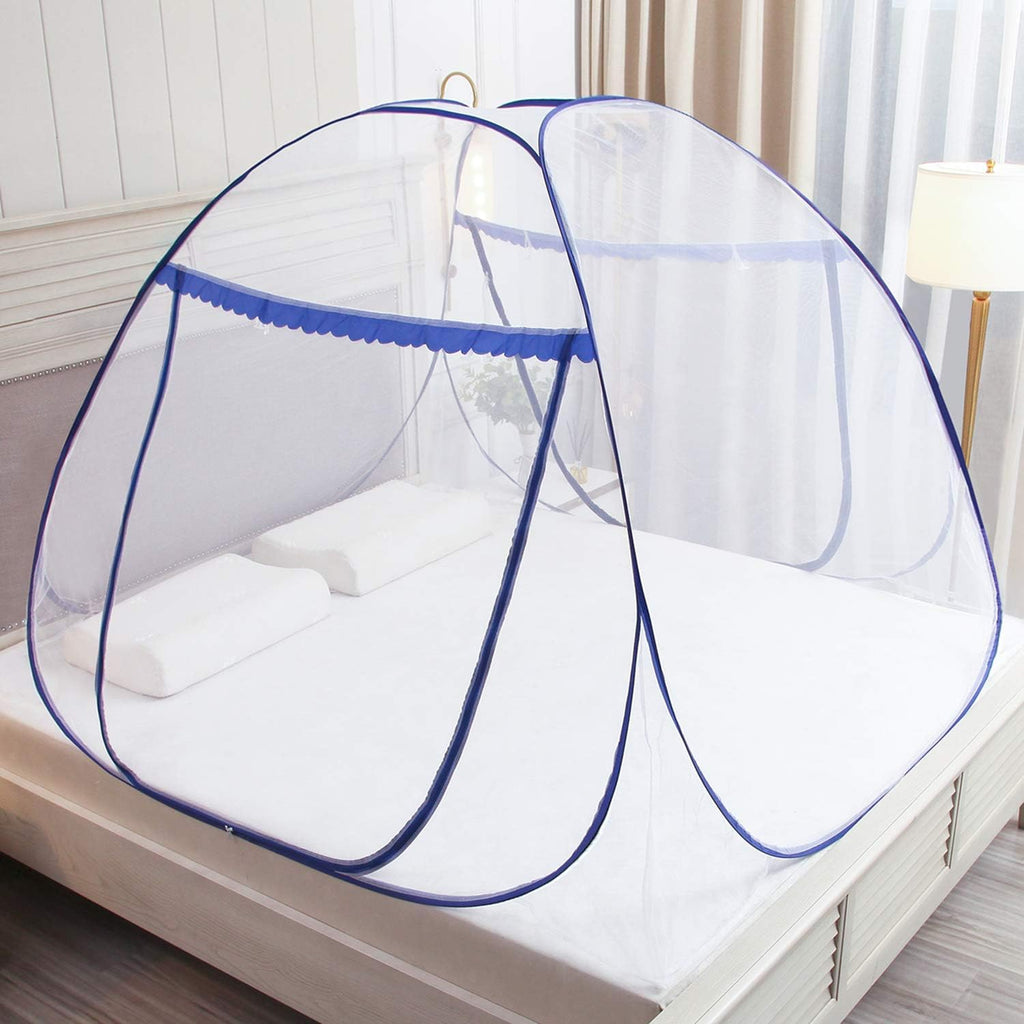 Pop-up Mosquito net Double Bed,L75xW47xH55in, Double Door Zip Portable Tent Travel Mosquito net Free-Standing use one Compartment to Install Suitable for Bedroom no Hooks no Chemicals.L190*W120*H140CM