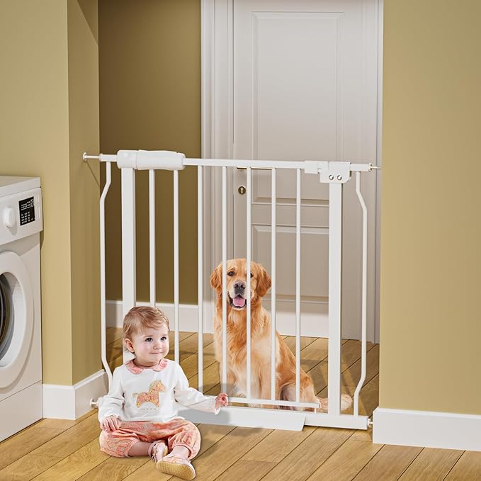 HOOEN Wide Baby Gates for Doorway Stairs Indoor Child Gate for Kid or Pet Dogs Walk Through Pressure Mounted Baby Gate 43.5-48 Inch Wide-BubblyBeeBaby