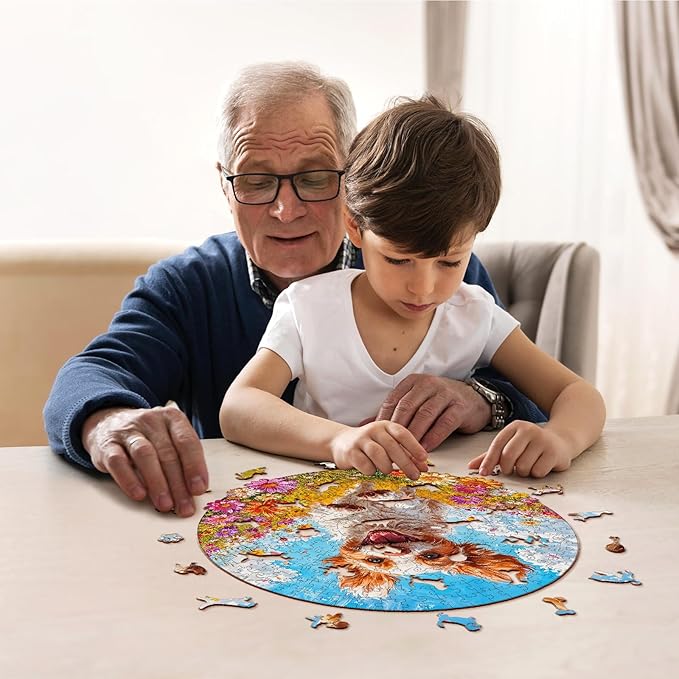 Jigfoxy Wooden Puzzles for Adults, Running Puppy Wood Puzzles Adult, Unique Animal Shape Wooden Jigsaw Puzzles for Adults, Birthday Gifts for Puzzle Lovers, Family, Friend (S-8 * 8.3in-108pcs)-BubblyBeeBaby