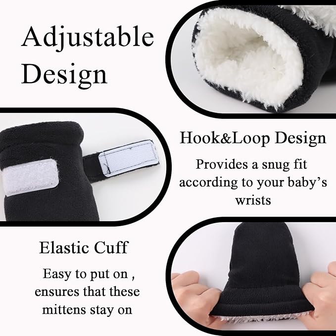 Zsedrut No Scratch Baby Mittens Toddler Infant Fleece Lined Gloves Winter Warm Mitten for Baby Boys Girls-BubblyBeeBaby