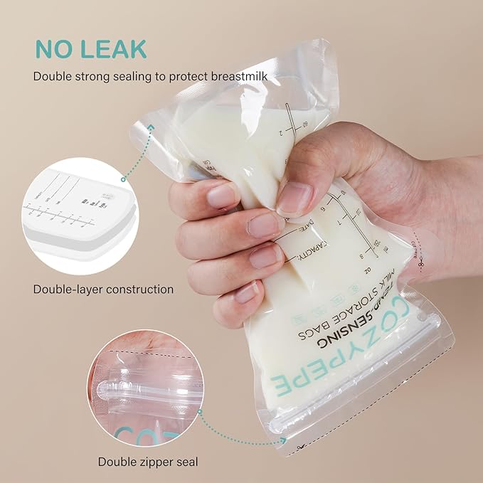 200 Pcs Breastmilk Storage Bags, 8oz Breast Milk Storing Bag with Pour Spout, Temperature-Sensing Color Change Milk Bag for Convenient Breastfeeding, No Leak Presterilized for Freezer-BubblyBeeBaby