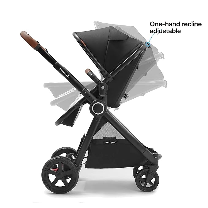 Mompush Ultimate 2 Baby Stroller for Infant and Toddler with Newborn Mode and Reversible Seat, All-Terrain Stroller with All-Wheel Suspension, Includes Car Seat Adapter and Large Storage Basket-BubblyBeeBaby