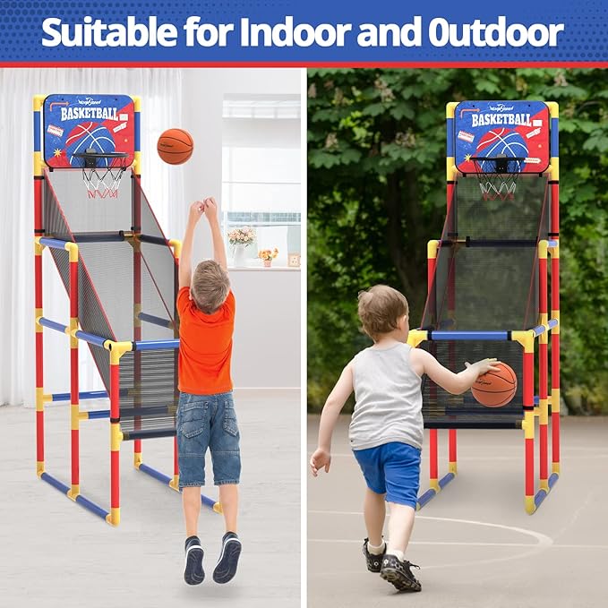 Kids Arcade Basketball Game with Electronic Scoreboard and Cheer Sounds, Indoor Outdoor Basketball Hoop with 4 Balls, Game Toy Gift for Ages 3-12 Boys and Girls-BubblyBeeBaby