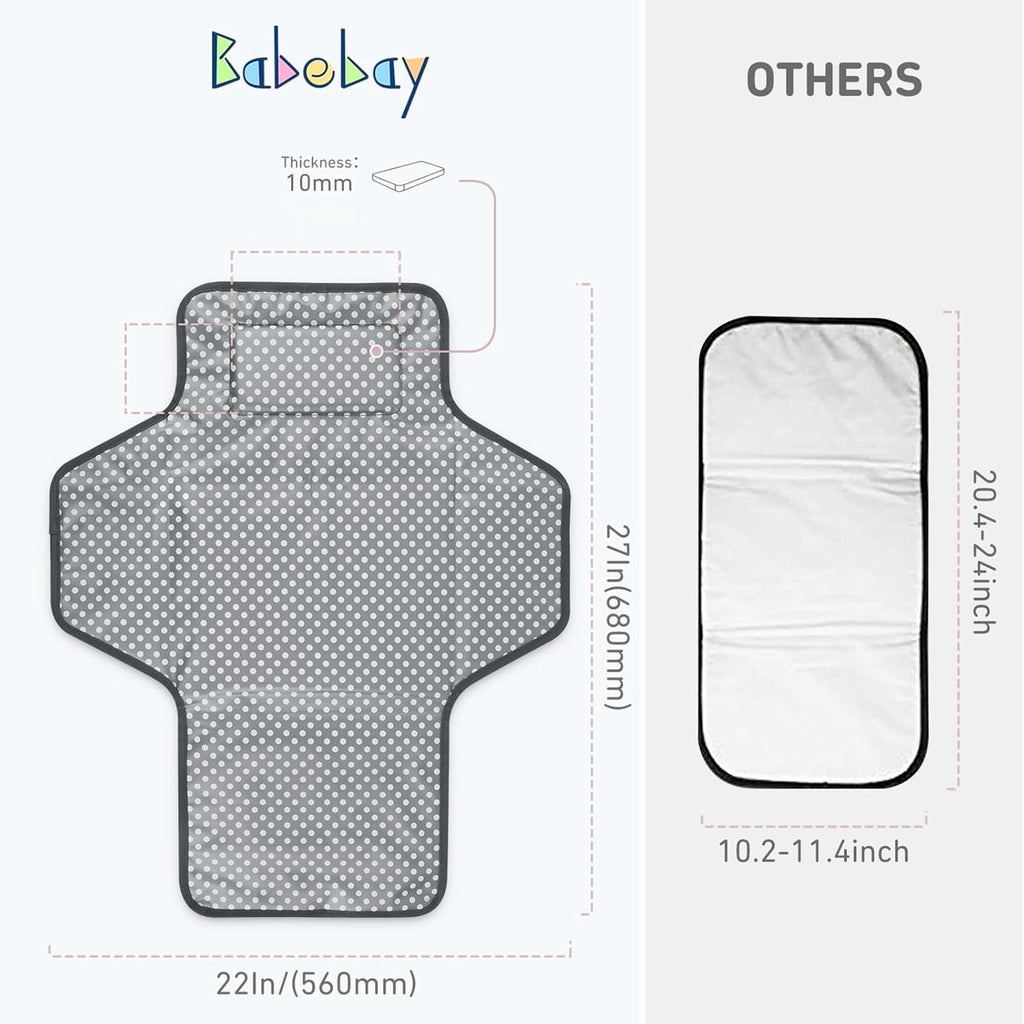 Babebay Waterproof Portable Diaper Changing Pad, Foldable Travel Changing Mat for Baby Girl Boy, Lightweight Travel Changing Station, Boho Geometric Pattern