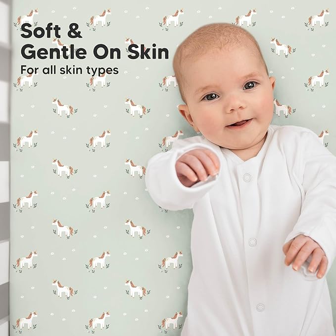 KeaBabies 2-Pack Organic Crib Sheets for Boys, Girls - 52x28 Fitted Crib Mattress Sheet Neutral, Breathable Jersey Cotton Cover for Baby Bed, Toddler Mattress, Soft & Cute Prints (Lune Mystic)-BubblyBeeBaby