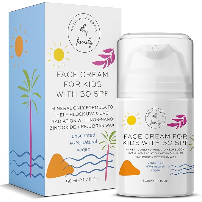 Kid Face Sunscreen Moisturizer with SPF – SPF 30 Mineral Face Sunscreen – Lightweight, Non-Greasy, Reef-Safe with Zinc Oxide & Niacinamide – Broad-Spectrum UV Protection – Daily Moisturizer for Kids-BubblyBeeBaby