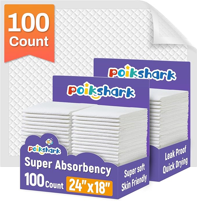 100 Pack Disposable Changing Pads for Baby [24" x 18"] Super Absorbency Disposable Underpads Large Bed Pads Absorbent Fluff Protective Table Pads Disposable Diaper Changing Pads, Leakproof-BubblyBeeBaby