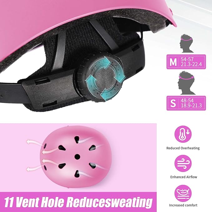 Kids Bike Helmet Set Adjustable Helmet for Ages 3-15 Kids Toddler Boys Girls Youth, Multi-Sport Bicycle Skateboarding Football Rollerskating Scooter Rollerblade Balance Bike Helmets-BubblyBeeBaby