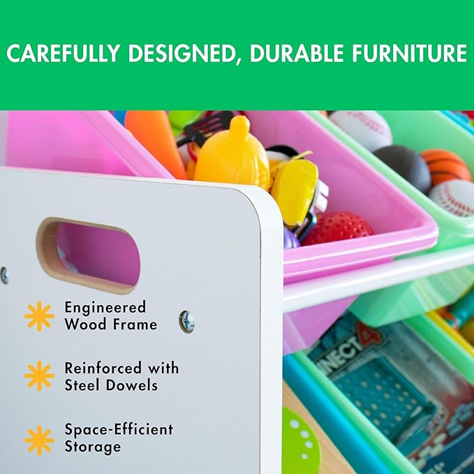Humble Crew Kids' Toy Storage Organizer, White/Pastel (WO560P)-BubblyBeeBaby