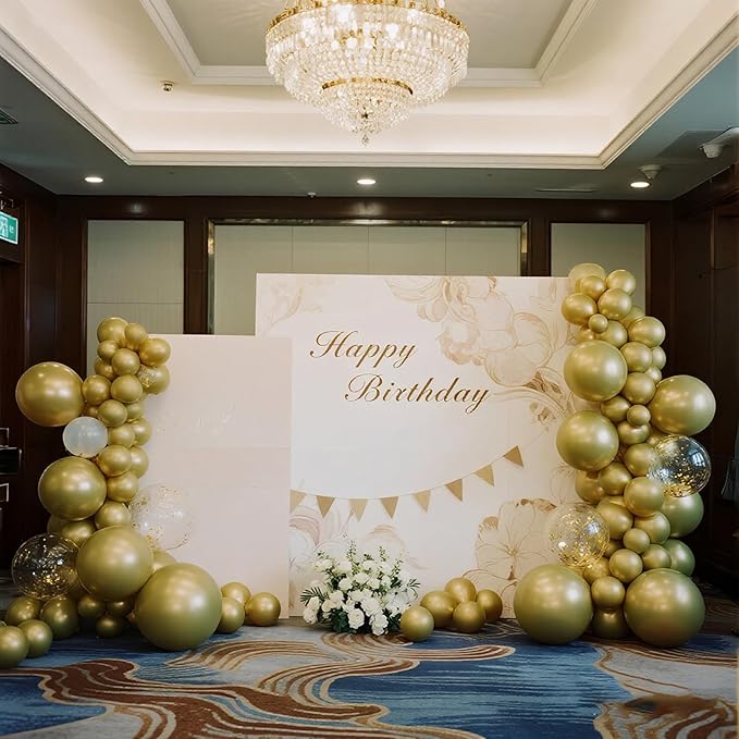 140pcs Metallic Gold Round Balloons Different Sizes 18 12 10 5 Inch Latex Balloons for Arch Decoration Party Balloon Kit for Graduation Birthday Party Wedding Balloon Baby Shower Decoration-BubblyBeeBaby