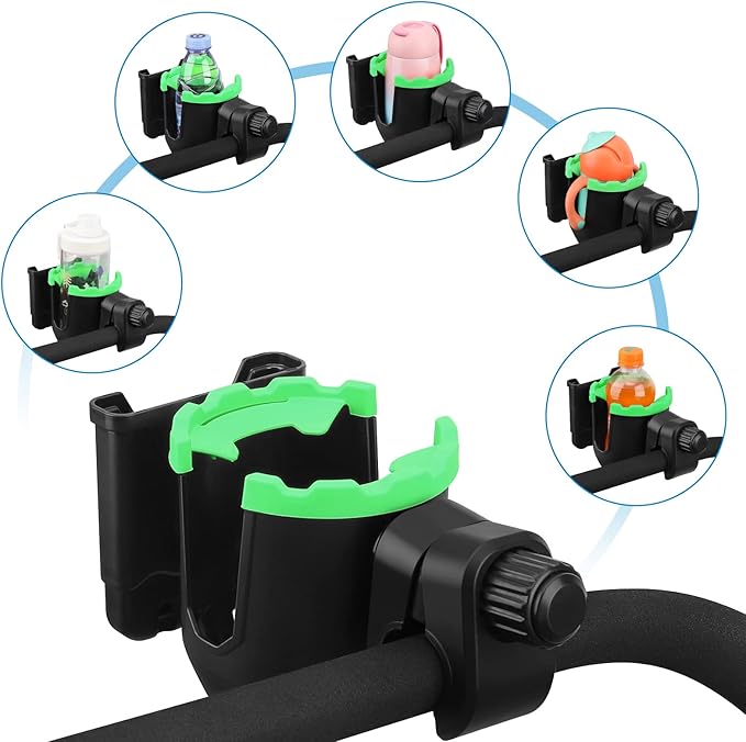 Accmor Stroller Cup Holder with Phone Holder, Universal Cup Holder, Bike Cup Holder, 360° Rotatable Large Caliber Drinks Holder for Stroller, Bike, Wheelchair, Walker-BubblyBeeBaby
