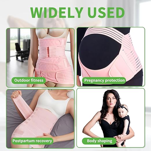 2 in 1 Postpartum Belly Band Wrap Pink, C-Section Support Belt XX-Large, Post Partum Support Recovery Waist/Pelvis Belt, Hysterectomy Belly Band Binder Girdle Stomach-BubblyBeeBaby