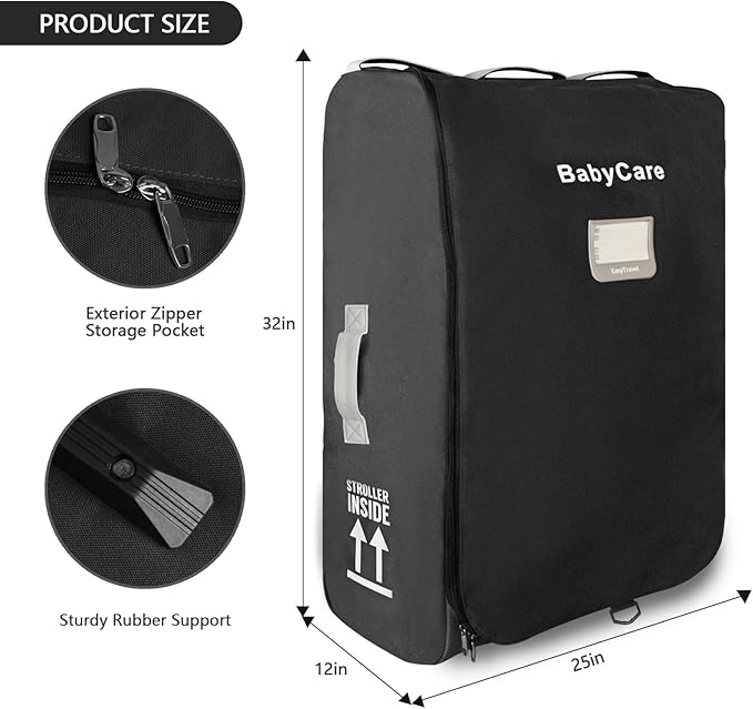 Stroller Travel Bag Compatible with UPPAbaby Vista, Vista V2, Cruz V2,Uppa-baby Bag With Wheels,Dual Handles,Luggage Tag for Airplane Flight Travel-BubblyBeeBaby
