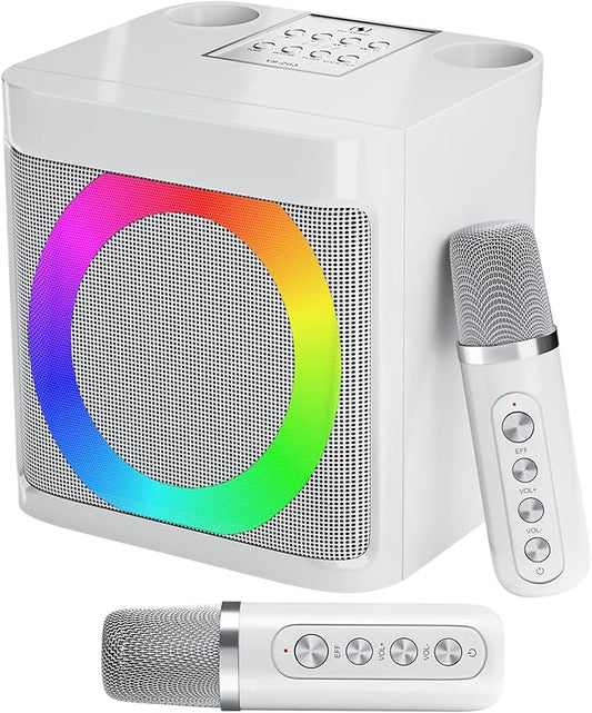 Karaoke Machine for Kids Adults - Portable Bluetooth Speaker with 2 Wireless Microphones, Singing Machine for Party, Birthday Gifts for Girls Boys Ages 4, 5, 6, 7, 8, 9, 10, 11, 12+ Years Old-BubblyBeeBaby