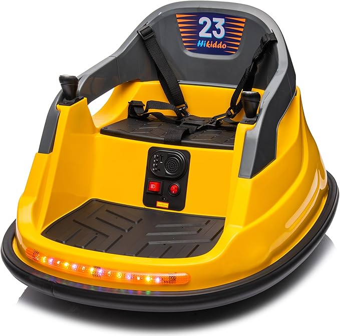 12V Kids Bumper Car, Electric Baby Bumper Car for Toddlers with Remote Control, 3 Speeds - Yellow-BubblyBeeBaby