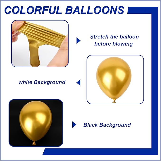 140pcs Metallic Gold Round Balloons Different Sizes 18 12 10 5 Inch Latex Balloons for Arch Decoration Party Balloon Kit for Graduation Birthday Party Wedding Balloon Baby Shower Decoration-BubblyBeeBaby