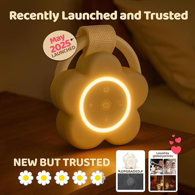 2025 Mom's Choice Awards | Portable White Noise Sound Machine Baby | 25 Soothing Sounds | Rechargeable Travel Sound Machine Baby with Night Light | Newborn Essentials | Nursery, Home, Sleep Aid-BubblyBeeBaby