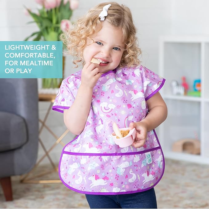 Bumkins Bibs - Toddler Bibs, Waterproof, Large for 1-3 Years, Short Sleeve-BubblyBeeBaby