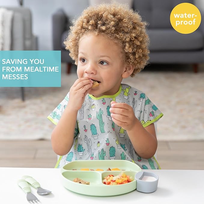 Bumkins Bibs - Toddler Bibs, Waterproof, Large for 1-3 Years, Short Sleeve-BubblyBeeBaby