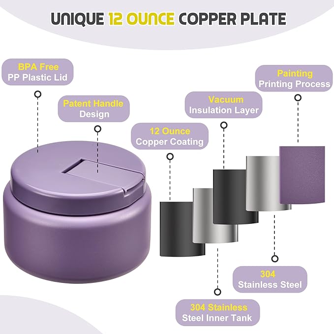 13.5oz Soup Thermo for Hot Food Kids with Buckle Lid Insulated Vacuum Food Jar Wide Mouth Leakproof Stainless Steel Lunch Container -Purple-BubblyBeeBaby