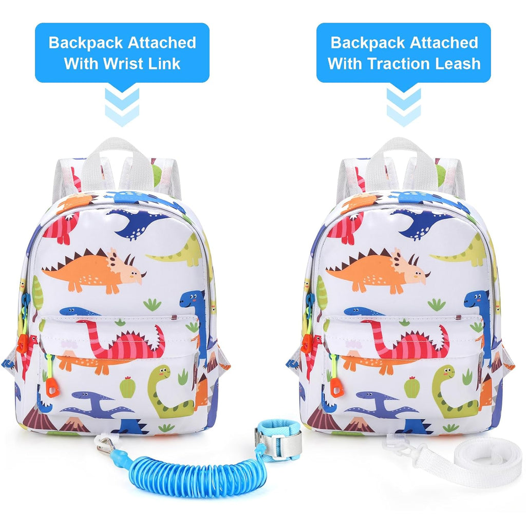 Accmor Toddler Backpack Leash, Cute Baby Backpacks with Anti Lost Wrist Link, Mini Kids Backpack Harness Leash for Outdoor Travel, Adorable Dinosaur Child Backpack Tether Rope for Boys 1-3