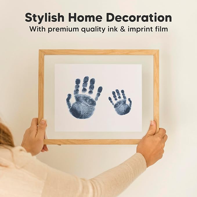 1-Pack Inkless Baby Hand and Footprint Kit - Mess Free Ink Pad for Newborn Keepsake, Dog Nose & Paw Print Kit, Clean Touch Ink Pad for Baby Hand & Footprints, Ideal New Mom Gifts (Navy, Jumbo)-BubblyBeeBaby