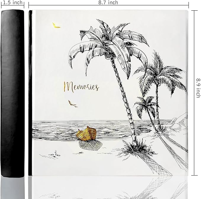 Holoary Photo Album 4x6 160 Photos Two Pictures Per Page, Memo Writing Area for Each Pocket, 160 Pockets 4”x6”, Printed Book Cover Travel Design Natural Beach Vacation Honeymoon Memories-BubblyBeeBaby