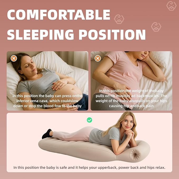 Inflatable Pregnancy Belly Mattress, Float with Abdominal Hole Full Body Inflatable Bed for Pregnant Women, The Best Pregnancy Pillow for Sleeping Prone - Relieves Back Hip Pain-BubblyBeeBaby