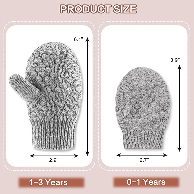 Baby Knit Mittens Toddler Boys Girls Gloves Winter Infant Newborn No Scratch Mitten 0-3 Years-BubblyBeeBaby